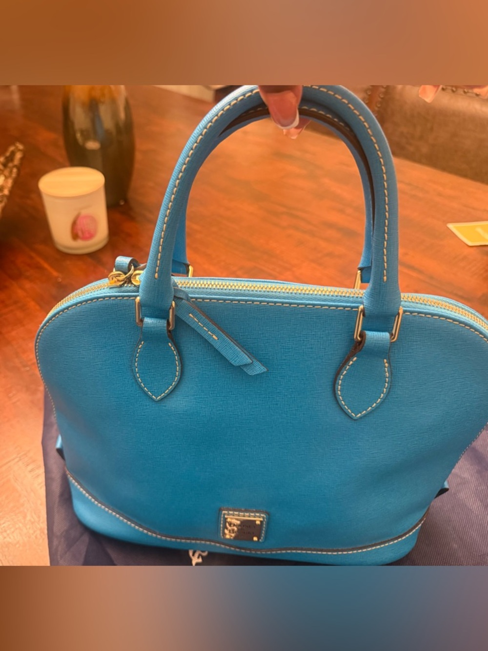 Authentic Dooney & Burke Pebble Grain Zip Zip Satchel